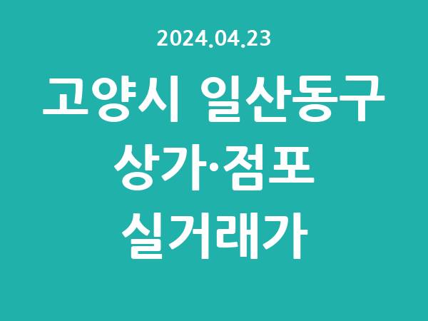 2024.04.23] 고양시 일산동구 상가 실거래가 신고 리스트 정리