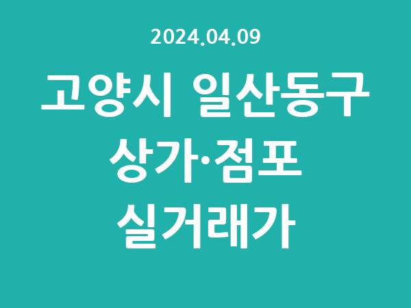 2024.04.09] 고양시 일산동구 상가 실거래가 신고 리스트 정리