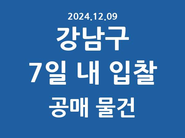 강남구] 7일 내 입찰마감 공매 리스트 – 작성 : 2024.12.09