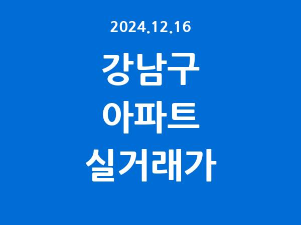 2024.12.16] 강남구 아파트 실거래가 신고 리스트 정리