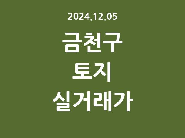 2024.12.05] 금천구 토지 실거래가 신고 리스트 정리