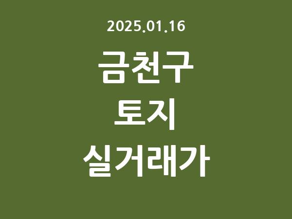 2025.01.16] 금천구 토지 실거래가 신고 리스트 정리