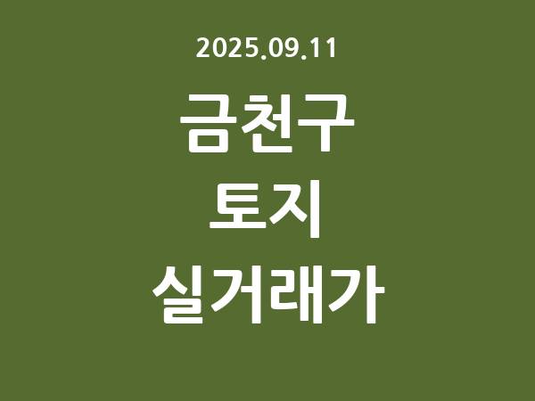 2025.09.11] 금천구 토지 실거래가 신고 리스트 정리